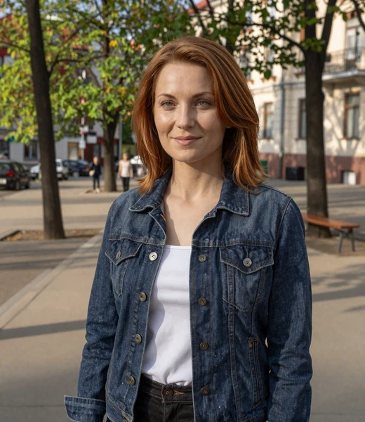 Oksana, 35, smiling in a sunny city park - verified Amorpulse member