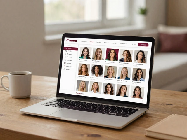 Amorpulse profile browsing interface on laptop showing verified women profiles with search filters