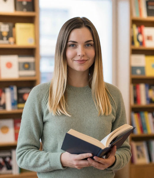 Natalia, 31, browsing books in a cozy bookshop - verified Amorpulse member